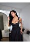 Women's Black Front and Back Tie Midi Dress - 3