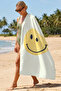 Smiling Face Figured Kids Beach Towel - Pastel Yellow Minimalist Pool Sea Bath Beach Cover - 6