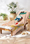 Children's Beach Towel with Cute Animal Figures - Orange Striped Safari Quick-Dry Microfiber Towel - 4