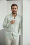 Interview Casper Cotton Linen Ecru-Green Shirt - 4