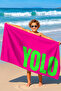 Neon Yolo Written Modern Beach Towel Cover - Fuchsia Green Pop Art Quick Dry Microfiber Towel Cover - 4