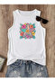 Tropical Sea Star Printed Sleeveless Crew Neck Women's Tshirt