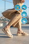 Beige Lightweight Genuine Leather Soft Sole Women's Sandals 12500 Z - 3