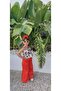 Honey Mousse Capri Mercan Set - Girl's Patterned Strap Blouse and Wide-Legged Pants Set - 6