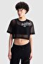 Ecko Red Ariana Loose Fit Crew Neck Printed Embroidered Women's Black Tshirt - 2