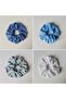 Women's Set of 4 Blue and White Gingham Polka Dot and Floral Patterned Fabric Scrunchies - 8