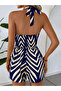 Women's Halter Neck Patterned Single Jersey Jumpsuit - 3
