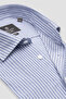 Florence Knitted Fabric Cotton Blend Comfort Fit Navy Blue Classic Collar Men's Striped Shirt - 8