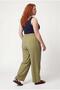 Women's Plus Size Loose Fit Pleated Green Trousers - 6
