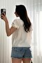 Ruffle Detailed Short Sleeve White Blouse - 6