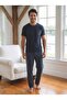 Men's Combed Cotton Short Sleeve Plaid Pocket Detailed Cotton Knitted Pajama Set - 2