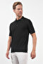 Black Polo Collar Short Sleeve Knitted Comfort Fit 100% Cotton Sweater 1012260151 - 3