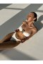 Asymmetrical Bikini and Pareo Set with Gold Accessory Detail - 4