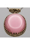 Bronze Vintage Women's Necklace Authentic Copper Jewelry Oval Pink Cat's Eye Stone Medallion Long Chain - 4