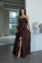 Nep Strapless Flounced Slit Chiffon Evening Dress