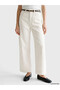 New Season Lcw Jeans White Wideleg Women's Jean Trousers with Belted Waist - 2