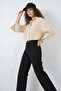 Women's Oversize Striped Viscose Beige Shirt - 6