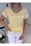 Yellow Front and Back V-Neck Soft T-Shirt