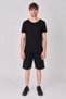 Men's 100% Cotton Short Sleeve Boat Neck Black T-Shirt