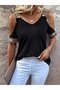 Women's Off-The-Shoulder V-Neck Strappy Viscose Blouse - 3