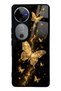 Vivo V40 Yellow Galaxy Butterfly Design Glossy Phone Case