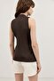 Brown Linen Blend Double-Breasted Women's Vest - 6