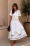 Embroidered Detail Bohemian Beige Skirt Set - 3