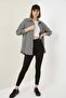 Women's Oversize Houndstooth Pattern Cotton Black and White Shirt - 6