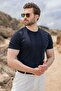Anthracite Vertical Striped Crew Neck Knitwear Men's T-Shirt E7505 - 2