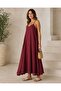 Women's Anthracite Efil Efil Modal Fabric Rope Strap Comfortable Fit Flowy Maxi Length Summer Dress