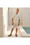 Camp Collar Short Sleeves Shirt and Shorts Set with City Print