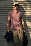 Men's Classic Slim Fit Pink Polo Collar T-Shirt - 3