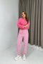 Canvas Pocketed, Lace-Up, Elastic Waist Long Trousers Pink