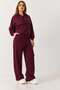 Women's Hooded Lace-Up Modal Fabric Tracksuit Set Claret Red - 2