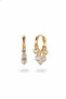 Women's Yellow Color Steel Zircon Stone Dangle Hoop Earring Set
