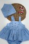 Baby Girl Cherry Embroidered Jumpsuit Dress Blue - 2