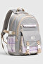 -1396 Set of 3 Children's Primary School Middle School Bag with Pen Holder and Lunch Bag Backpack Gray - 3