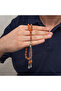 7X11 mm Orange Crimped Amber Prayer Beads with Metal Tassels - 4