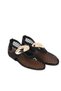 Velon Women's Brown Mesh Knitted Ballerinas with Gold Metal Buckle and Elastic Band Flat Summer Shoes Ballerinas - 4