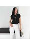Women's Crop Casual Short Sleeve Summer Set with Necklace - 3