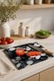 Glass Cutting Board 25X35 cm Stone Patterned Decorative Presentation and Cutting Board with Non-Slip Feet