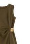 1020 Women's Gold Buckle Detailed Side Gathered Midi Dress Khaki - 3