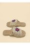 Women's Straw Slippers Beige Knit Lace Knitwear Embroidery Embroidered Stylish New Season Summer Home Beach Vacation Slippers - 3