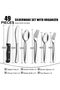 49-Piece Silverware Set with Organizer, Heavy Duty Stainless Steel Flatware for 8, Cutlery Utensil Sets with Steak Knives, Rust-proof, Mirror Polished, Dishwasher Safe - 2