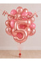 -5- Age Rose Gold Happy Birthday Banner Themed Balloon Bundle 15 Pieces