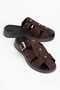 Women's Bitter Brown Suede Buckle Detailed Orthopedic Sole Sandals