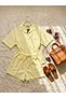 Women's Striped Shirt and Shorts Linen Two-Piece Set - 6