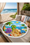 Dinosaurs on the Beach 150 cm Round Children's Beach Towel Dinosaur Themed Summer Beach Towel - 2