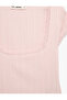 Slim Fit Short Sleeve Lace Detailed Wrinkled Square Neck T-Shirt - 5