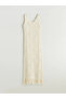 White V-Neck Openwork Knitwear Dress - 6